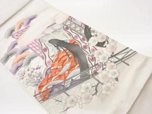 手描き御所車に姫・松・花々模様袋帯